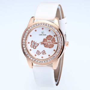 GERIDUN Butterfly and Flower Patterned Watch