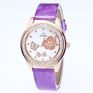 GERIDUN Butterfly and Flower Patterned Watch