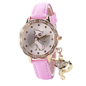 Cat Patterned Rhinestone Watch