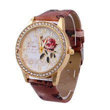 Load image into Gallery viewer, Rose Patterned Rhinestone Watch