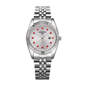 Waterproof Rhinestone Calendar Two Tone Watch